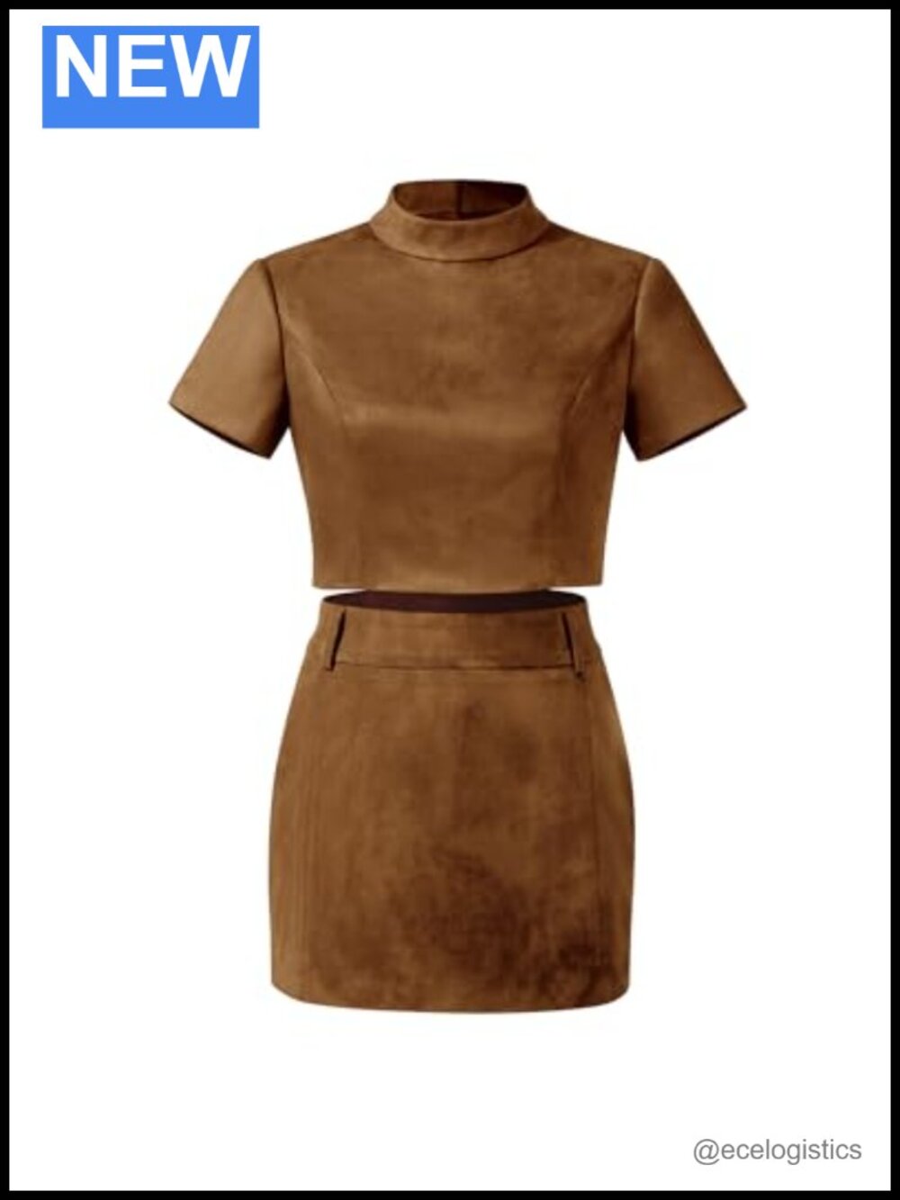 Faux Suede Crop Top and Mini Skirt Set
